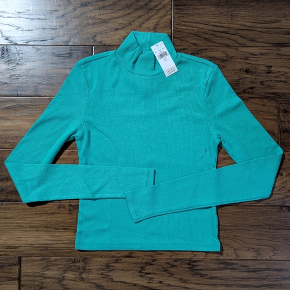 New American Eagle long sleeve baby tee mock neck green size small - Picture 13 of 14